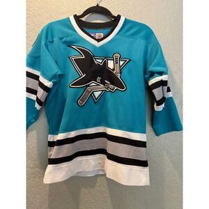 NHL San Jose Sharks Starter Hockey Jersey Teal Black Gray Vintage Retro